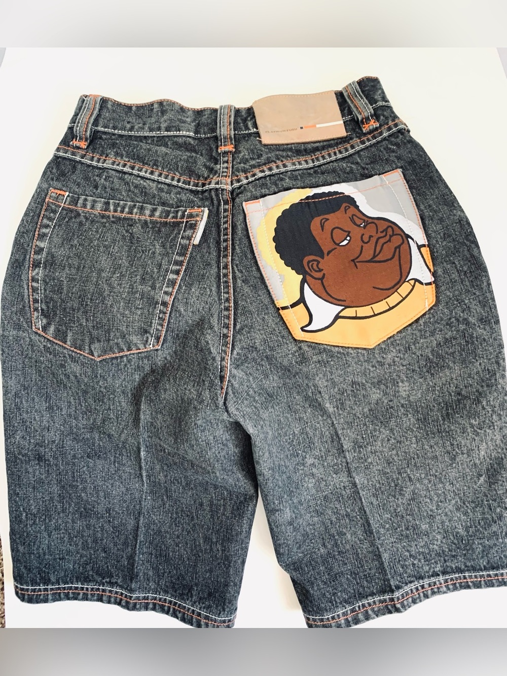 FUBU Fat Albert Platinum Dark Grey Washed Denim Shorts
